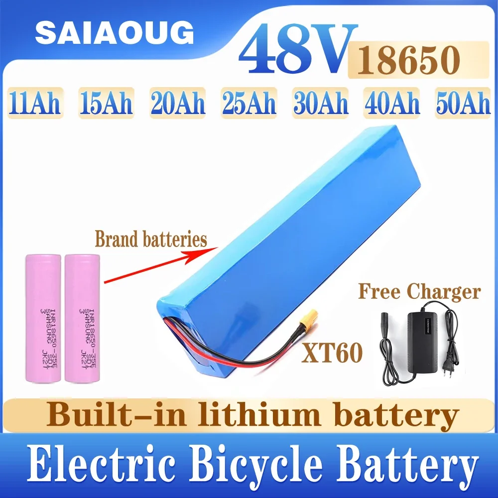 

1000W 2024 New Lithium Ion Battery Brand 48V , 50Ah Suitable for 40Ah 54.6V BMS Electric Bicycles And Scooters 200-1000W 30A-BMS