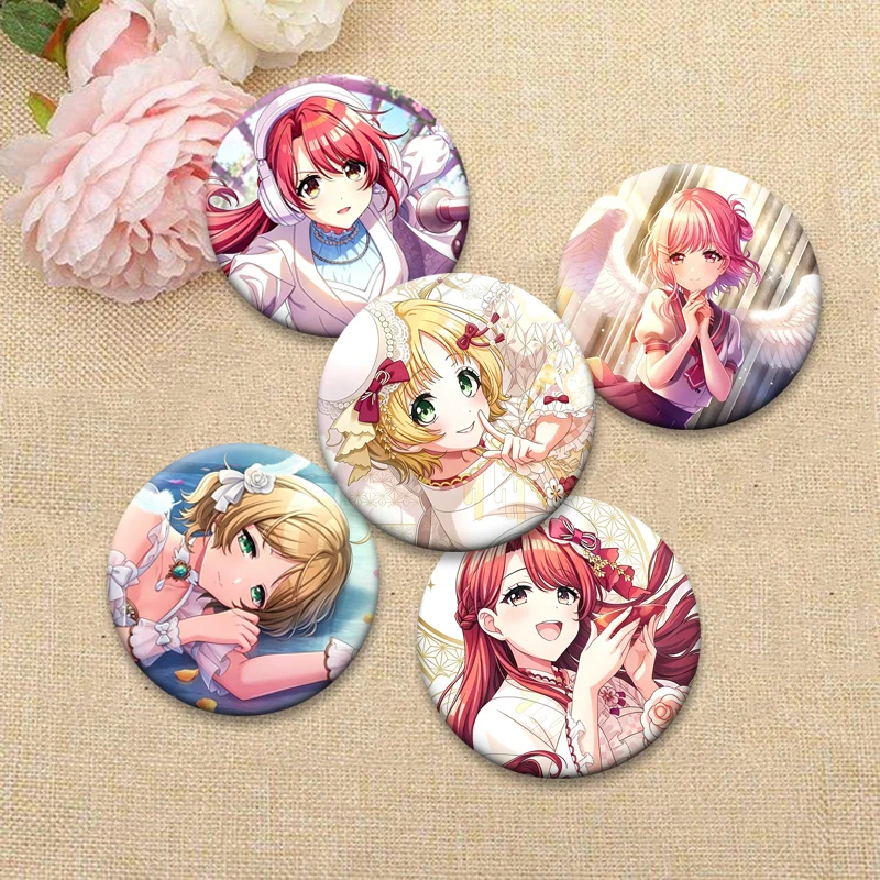 Anime D4DJ Lyrical Lily Brooches Pins Miyu Sakurada,Haruna Kasuga,Kurumi Shiratori,Miiko Takeshita Badge Bag Accessories Gifts