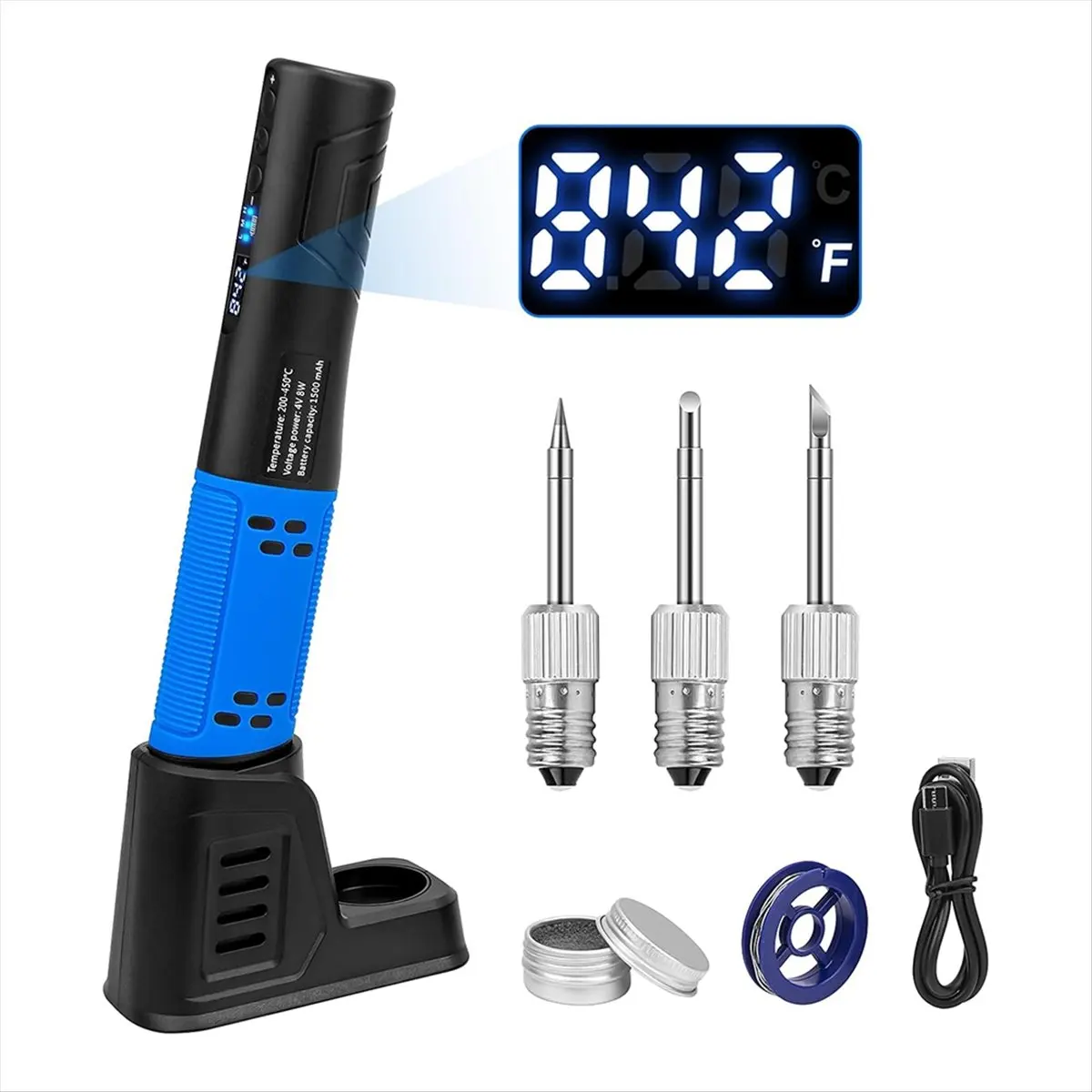 A20I Cordless Soldering Iron Kit, LDE Digital Display USB Rechargeable Soldering Iron for Small Soldering Projects, DIY