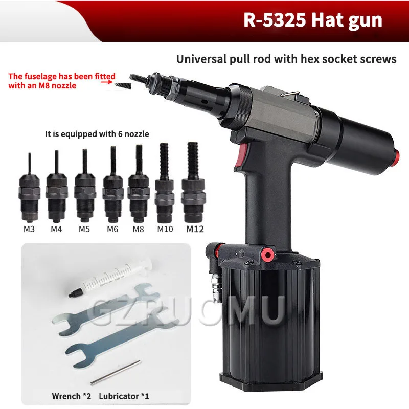 

Fully Automatic Rivet Nut Guns Pneumatic Pull Nail Cap Gun Handheld Industrial Self-Priming Nuts Riveting Tool M3/4/5/6/8/10/12