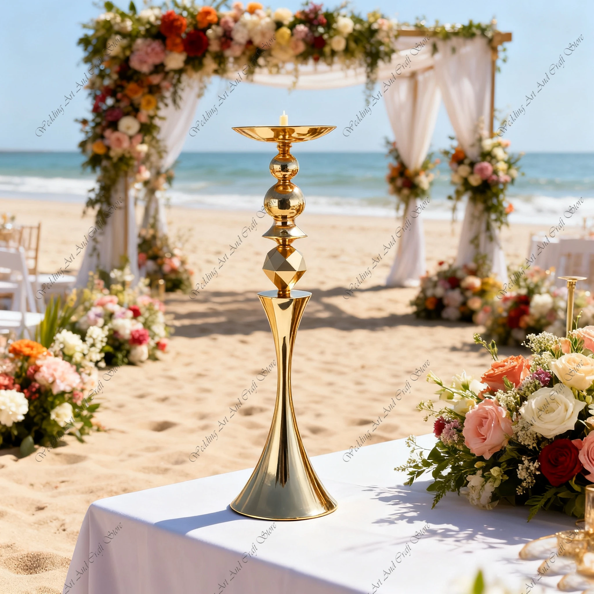 

10pcs H66CM f30 Iron Art Gold Road Guidance Wedding Centerpiece Decorative Vase Ornaments Wedding Props for Flower Ware ivy127