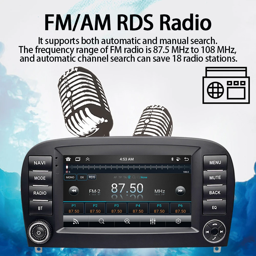 مشغل فيديو للوسائط المتعددة للسيارة Android14 GPS 2Din، مناسب لمرسيدس بنز SL R230 SL350 SL500 2006-2011 #3