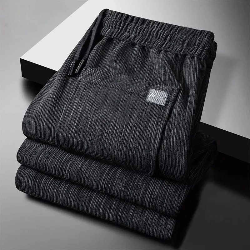 

Thiened Fce Sports Pants Men's Work Trousers Autumn Winter Low Waist Elastic Waisand Wear Resistant Cuffed Casual Pants