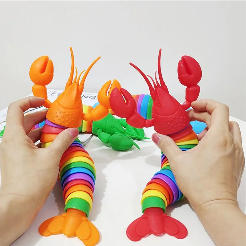 3D Articulated Stretch Lobster Sensory Fidget Toys Relief Anti-Anxiety Stress Reliever Hand Toy Funny Party Supplies