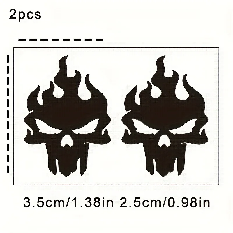 2PCS/SET Eye‑Catching Flame Skull Sticker, Bold Vinyl Decals for Hydro Flask Laptop Skateboard Alternative Culture Fans Decor