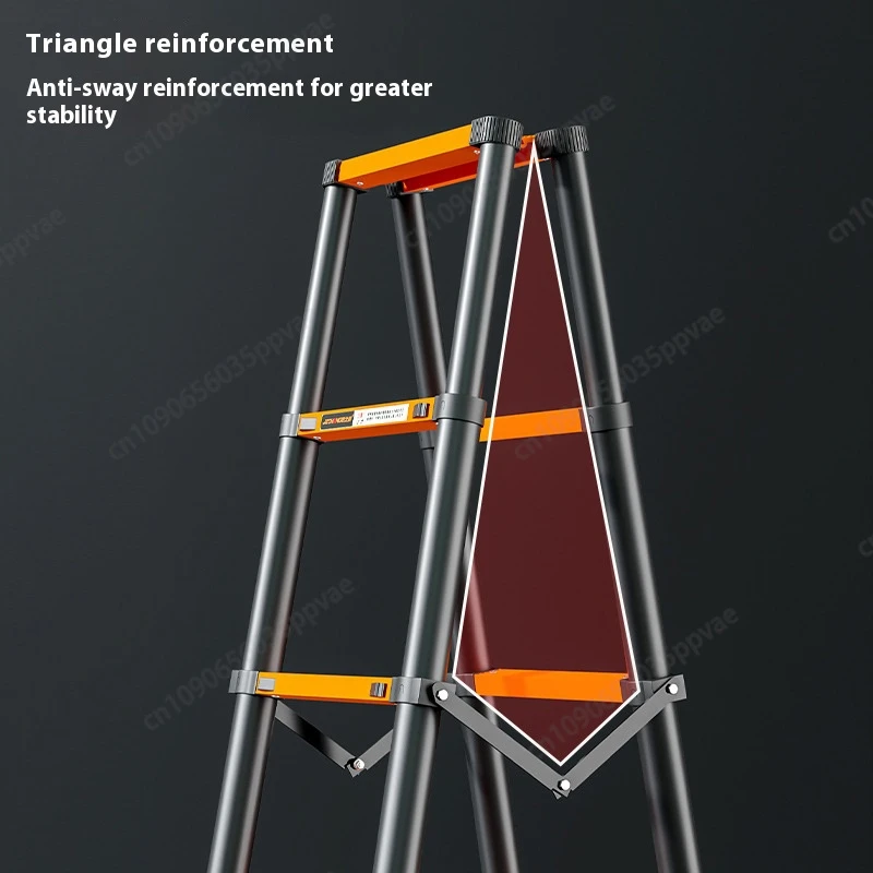 سلم تمديد من الفولاذ الكربوني سلم تلسكوبي عالي التحمل قابل للطي متعدد الأغراض مع أقدام مضادة للانزلاق للاستخدام الداخلي والخارجي