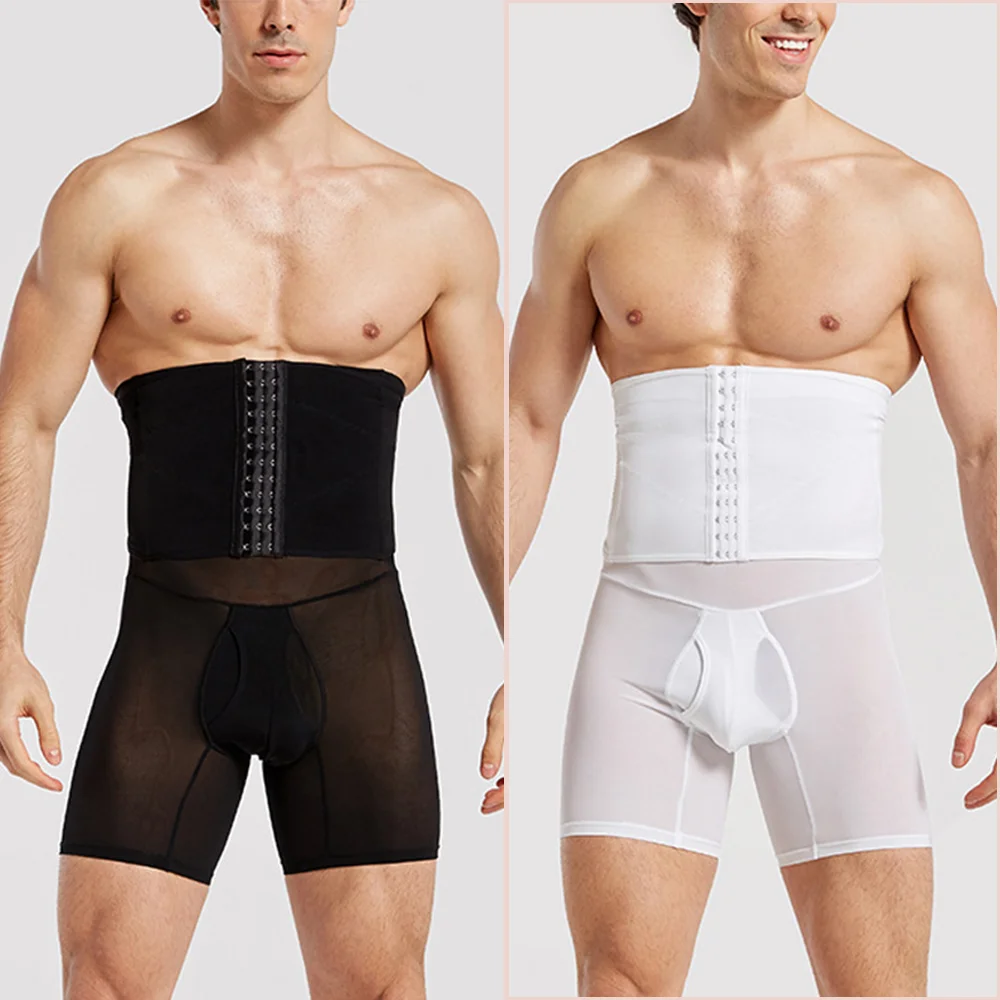 Men Body Shaper Pants Man Tummy Control Shapewear High Waist Trainer Panties Boy Slimmer Thigh Breathable Boxer Shorts Underwear