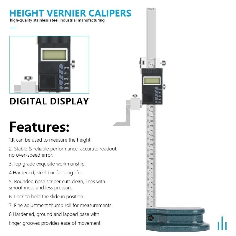 CMCP Caliper 0-300mm Digital Height Gauge Stainless Steel Digital Caliper Height Measuring Tools