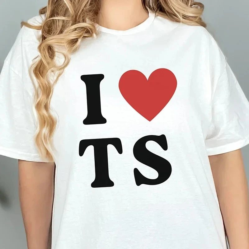 

Y2k Aesthetic Summer T-shirt Vintage Women T-shirts Kawaii I Love TS Aesthetic Clothes Fashion Harajuku Womens Clothes