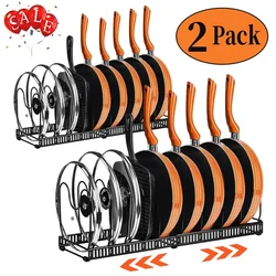 2 Pack Expandable Pot Lid Rack Organizer, Pans Organizer Rack, Pots and Pans Organizer Rack Cookware Set Organizer