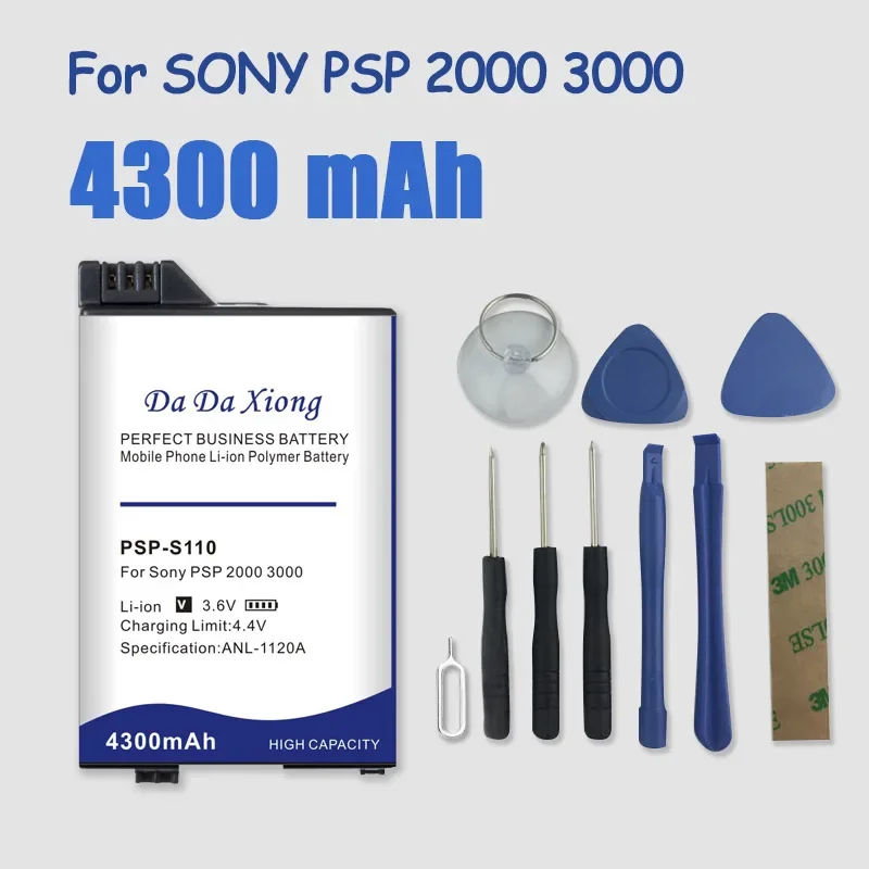 4300mAh Battery For Sony PSP 2000 3000 PSP-S110 Pack Replacement Console LithiumIon Rechargeable