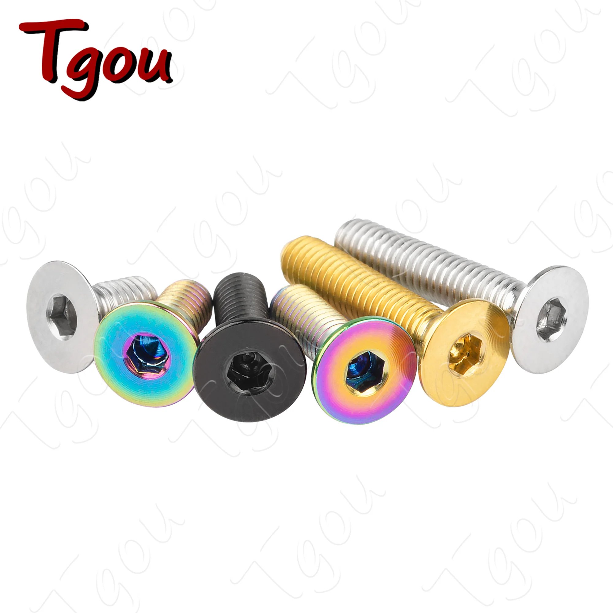 Tgou 4pcs Titanium Alloy Bolts M3x6/8/10/12/15/18/20mm Hex Head Screws for Bicycle Modification Fasteners