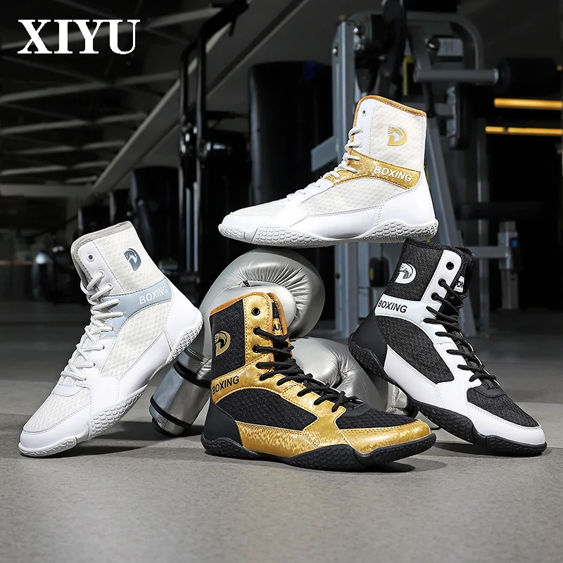 

XIYU Professional Boxing Shoes Lightweight and Breathable Outdoor Men's Fitness Training Sports Wrestling Shoes Plus Size White