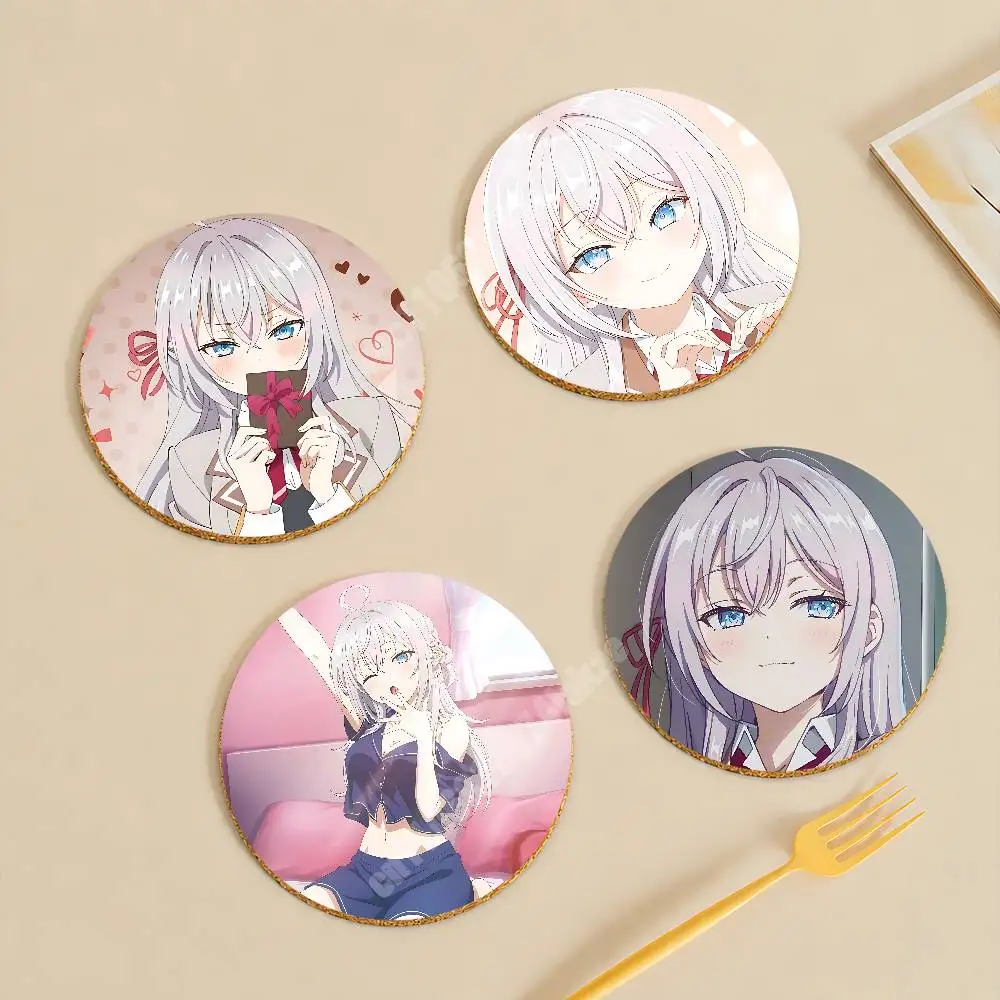 Russian Alya Alisa Mikhailovna Kujou Wooden Cup Mat Cappuccino Vodka Juice Water Coaster for Flower Shop