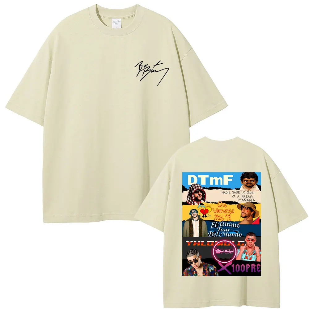 Rapper Bad Bunny Album Cover Merch T-shirt Debi Tirar Mas Fotos DTMF World Tour 2026 T Shirts Men Hip Hop Oversized Streetwear