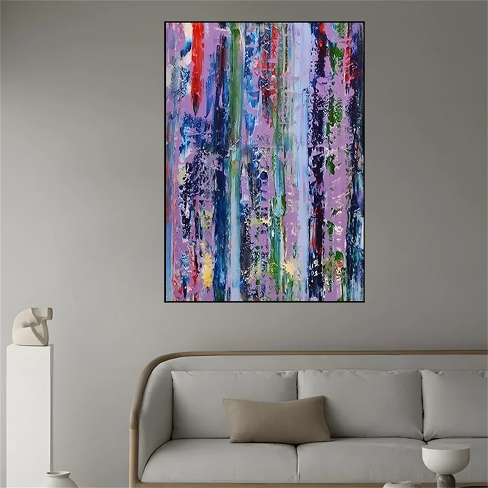 

Heavy Textured Abstract Oil Painting White Blue Wave Picture 100% Hand-Painted Wall Decoration Acrylic Canvas Art Pieces