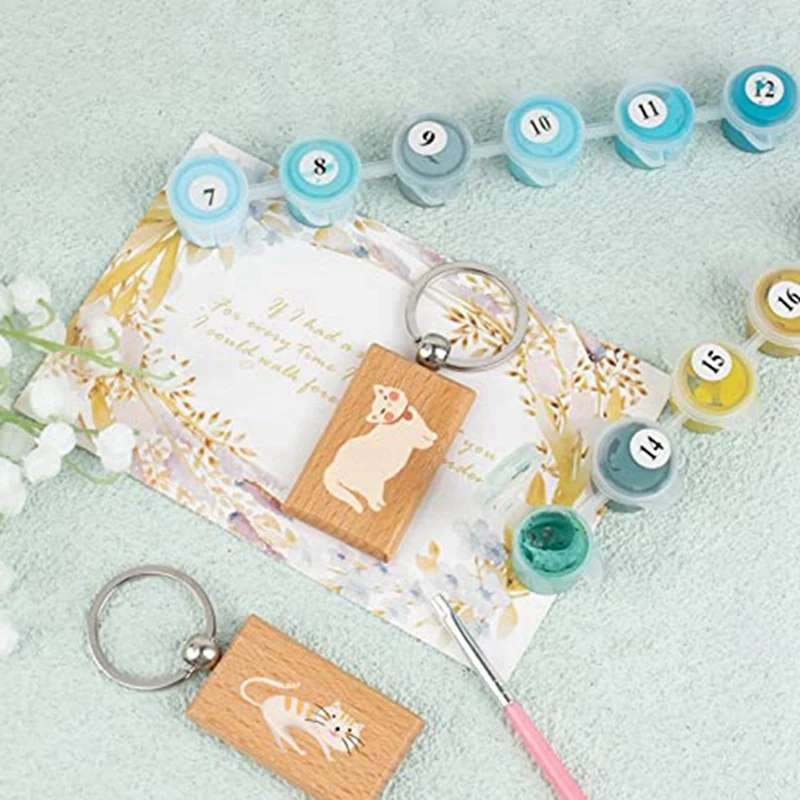 20Pcs Wood Blank Wooden Keychains Blank Unfinished Wooden Key Tag With Ring Key Chain For DIY Craft Easy To Use