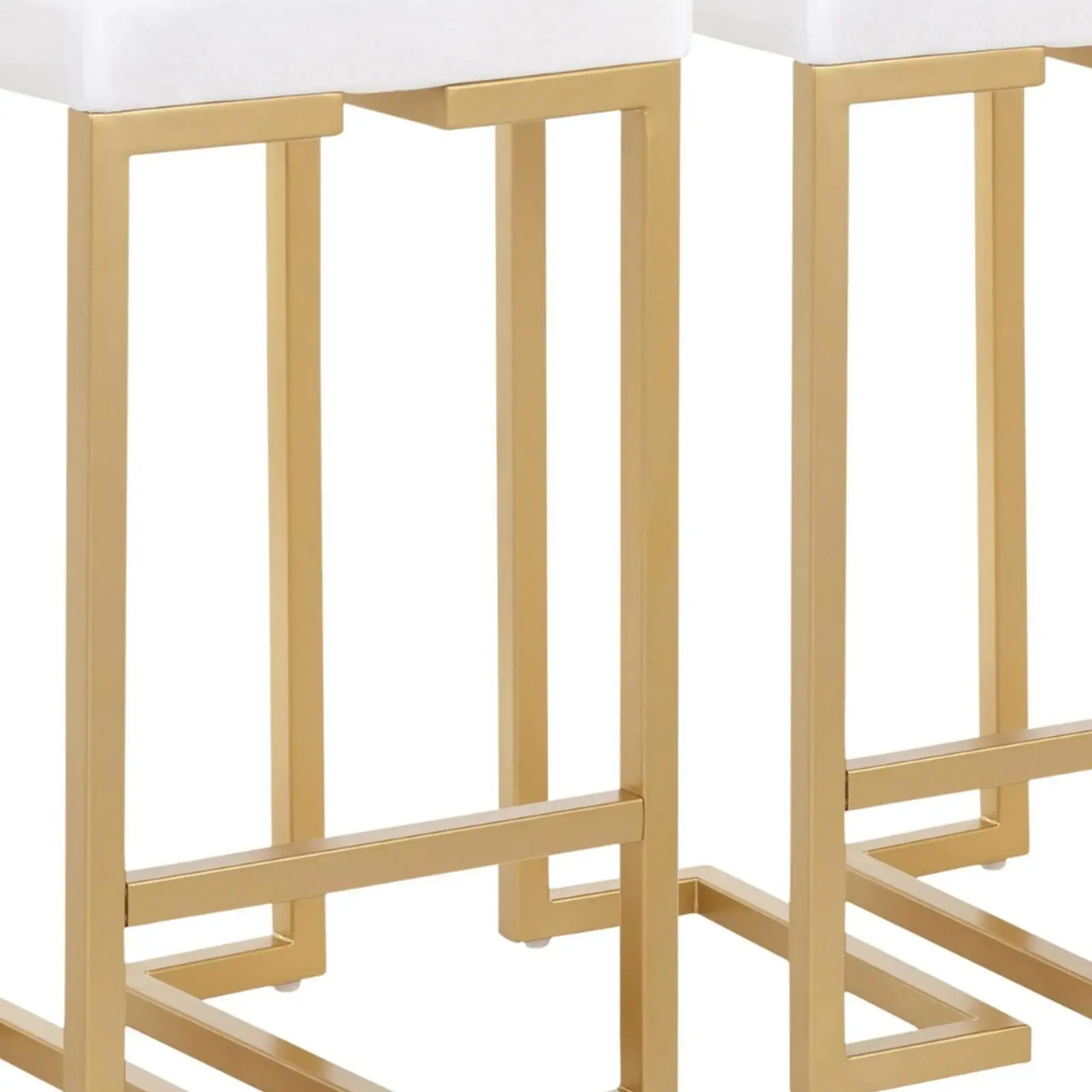 Sgabello da bancone contemporaneo glamour da 26 pollici in oro con cuscino in velluto bianco