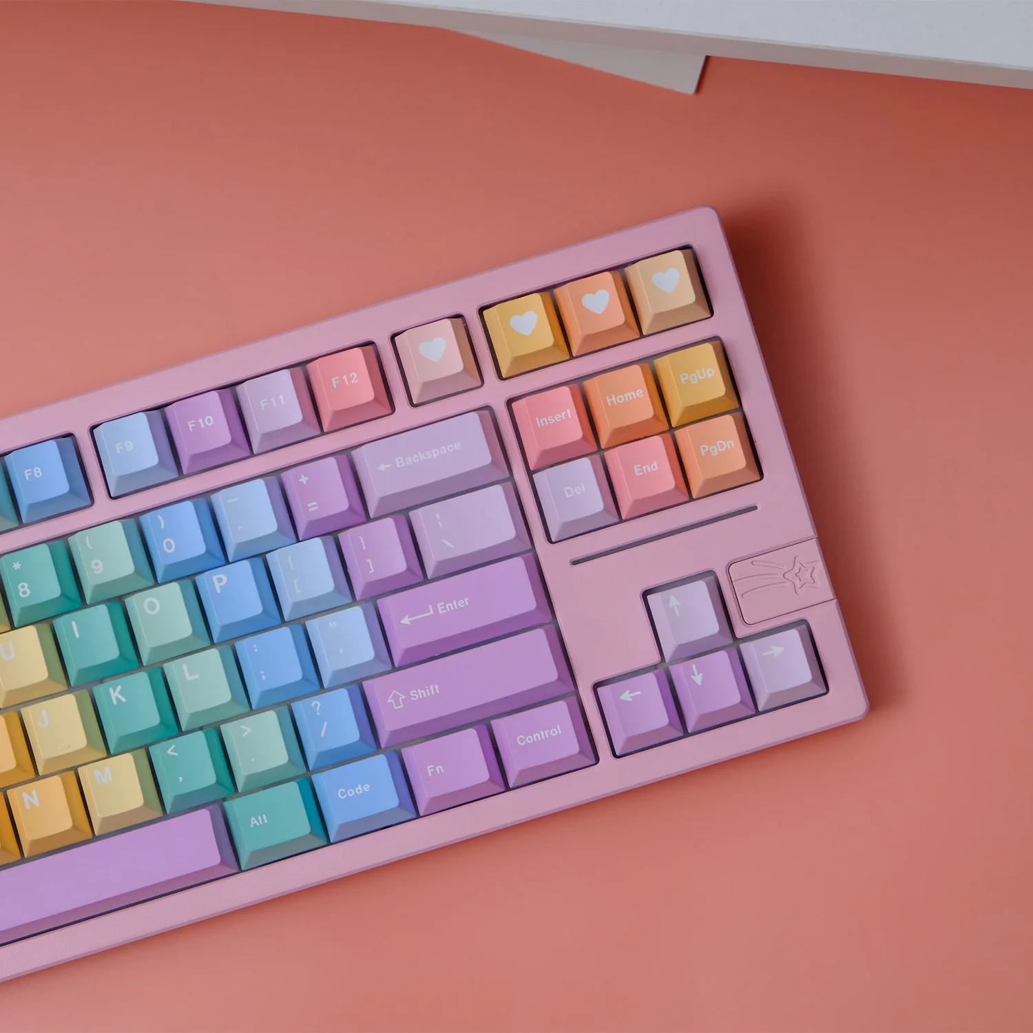 Gradient Gummy Keycaps 150 Keys PBT Cherry Profile ISO Color Gummy Cute Keycap for DIY Custom Layout Games Mechanical Keyboard