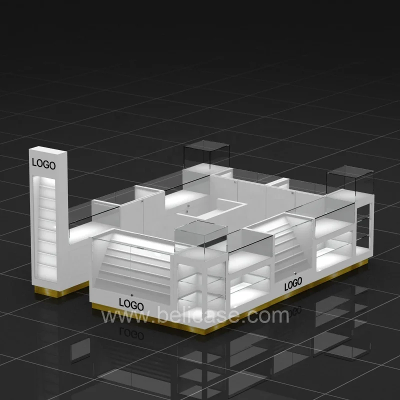 （customized）Modern Design Cell Phone Kiosk Cell Phone Accessory Display Showcase Wood Mobile Counter Mall Kiosk