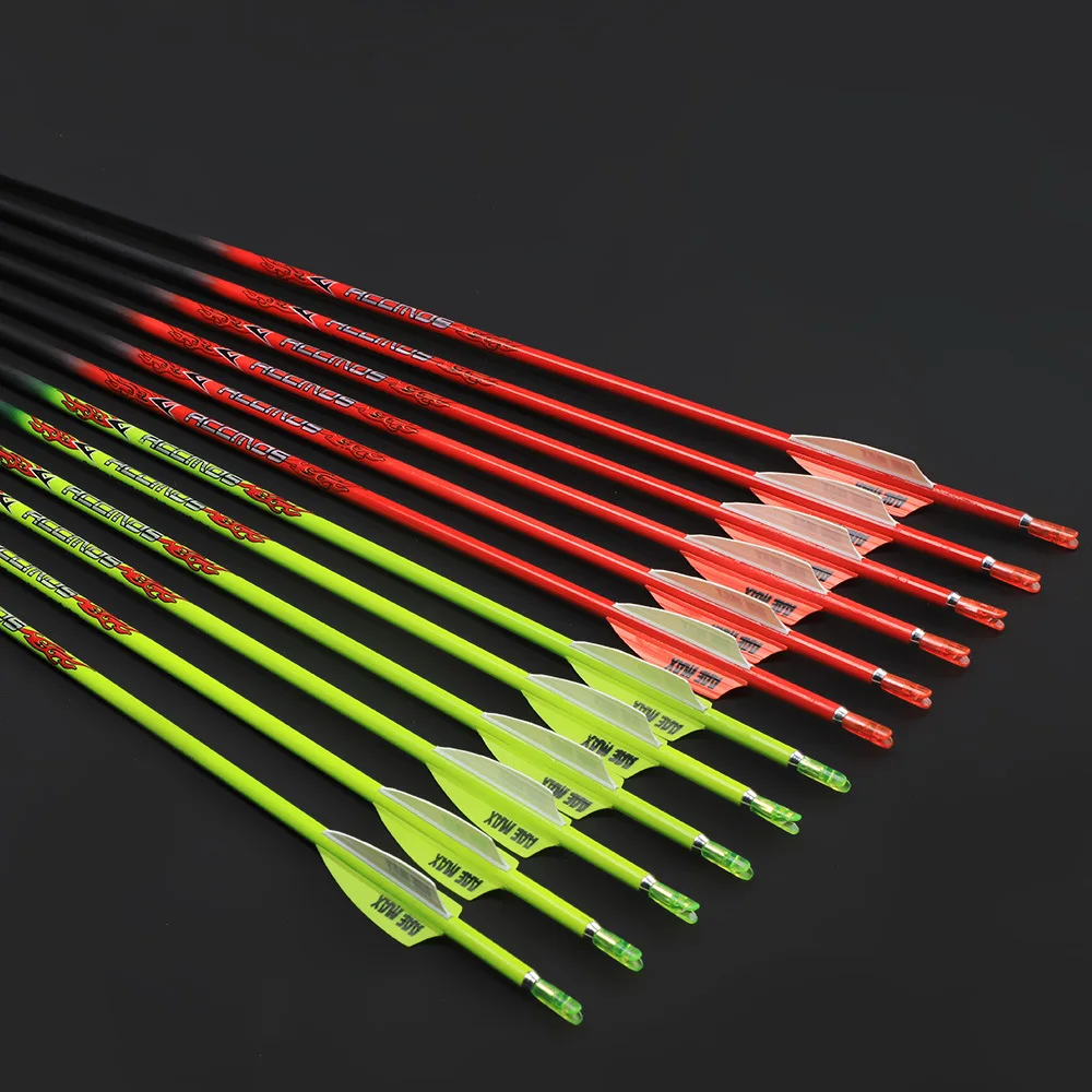 6/12pcs Pure Carbon Arrow 32 inch Spine 400 500 600 700 800 900 1000 ID 4.2mm Pin Nock for Archey Shooting Hunting