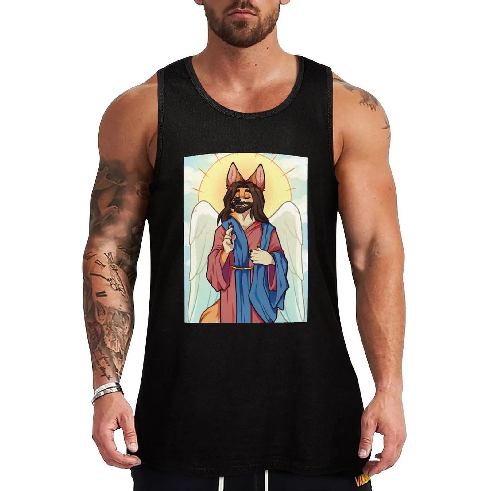 

Furry Jesus Tank Top Daily Work Tank Top Utility Casual Sleeveless Top