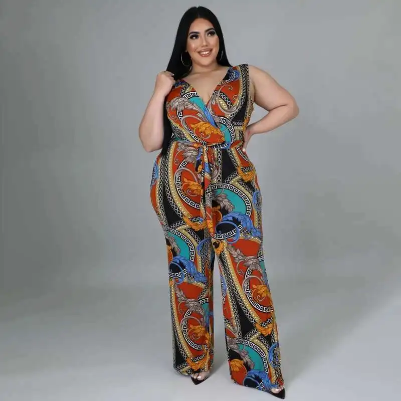 

218127 Large Women's Clothing 2025 Spring Printed Vest Conjoined Pants New Factory