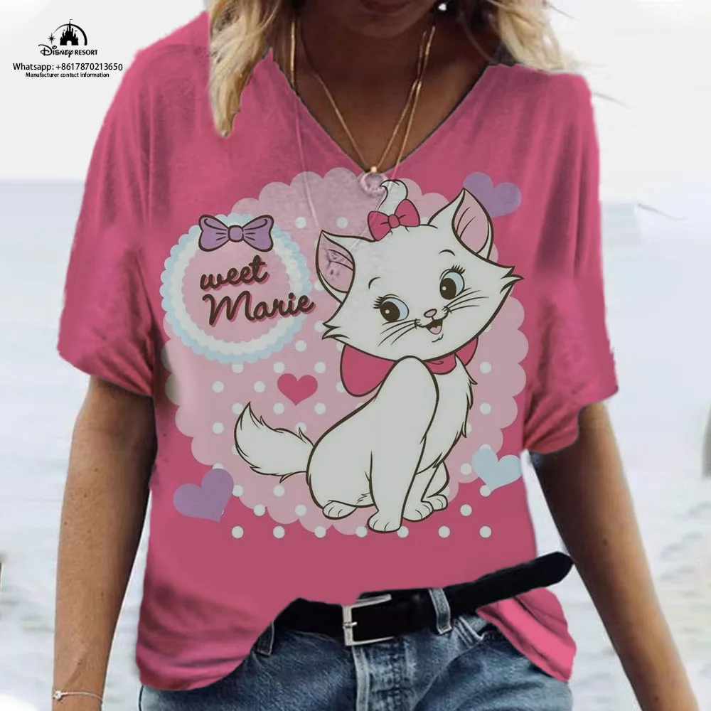 2024 estate Cute Mary Cat nuove donne Harajuku Style Anime Print Top t-shirt t-shirt manica corta da donna