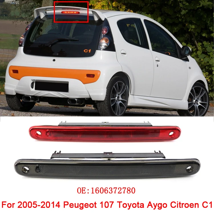 

Для 2005-2014 Peugeot 107 Toyota Aygo Citroen C1 1606372780 Задний тормоз автомобиля Предупреждение о столкновении Стоп Светодиодный сигнальный фонарь