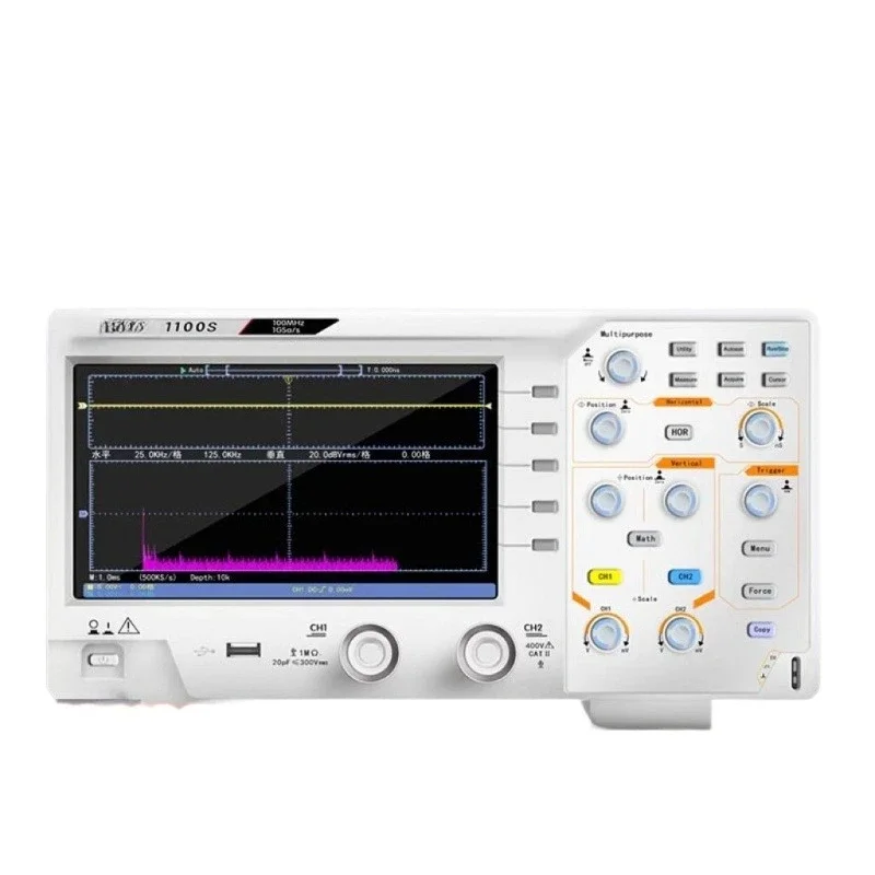 

Digital oscilloscope 200MHZ bandwidth dual channel with storage 1GS sampling rate USB interface color screen