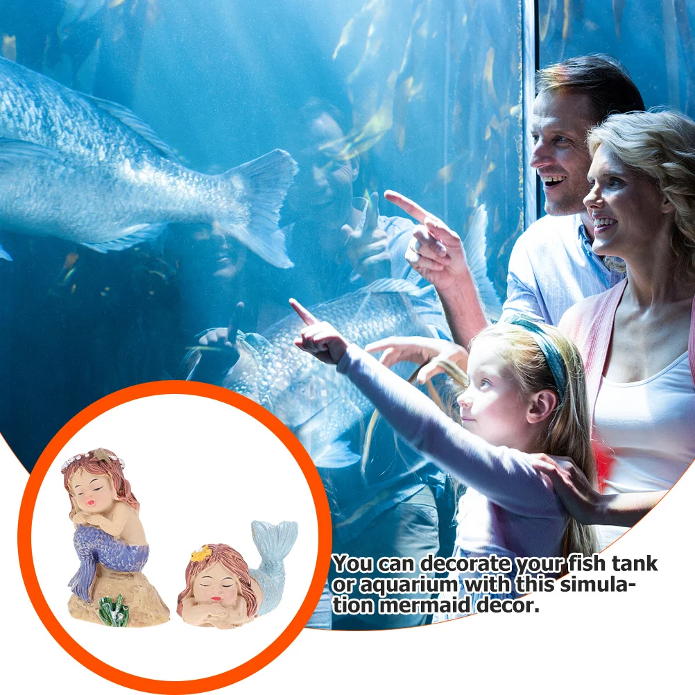 

2Pcs Artificial Mermaid Aquarium Decor Resin Craft Fish Tank Landscaping Ornament Aquarium Decoration Fish Tank Decoration