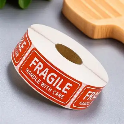 

500pcs Fragile Warning Labels Stickers Handle Care Red White Paper Shipping Packing Mailing Adhesive Drum Carton