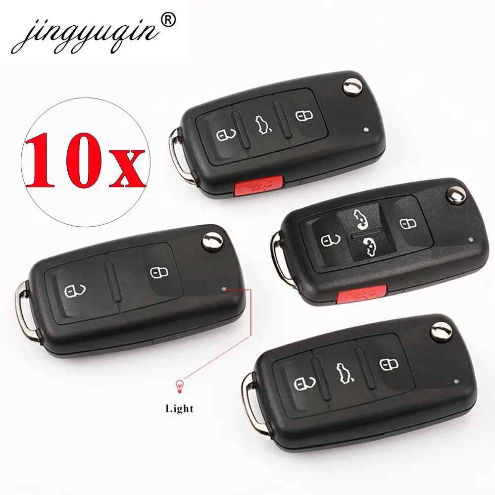 jingyuqin 10pcs 2/3/4/5 Button Folding Remote Key Shell for VW Tiguan Golf Sagitar Polo MK6 Touareg SEAT Flip Case Fob