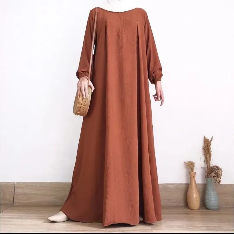 2024 New Middle East Islam Abaya Dress Solid Long Sleeve Zipper Abayas for Women IsIamic Outifits Dress Muslim Long Dress