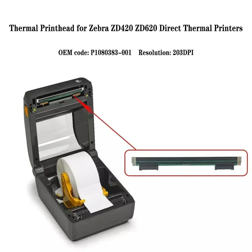 

New Printhead Print Head Replacement For Zebra ZD420 ZD620 Thermal Printer 203dpi P1080383-001 Spare Parts Power Tools Accessory