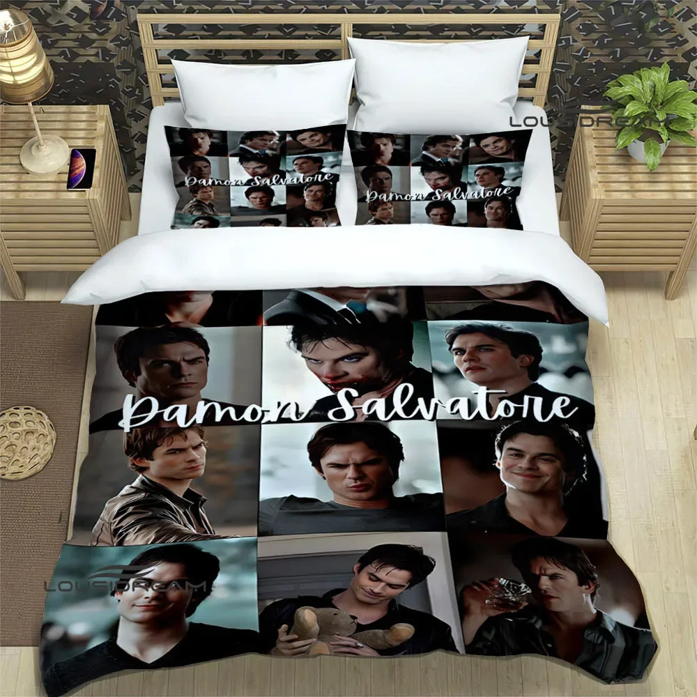 Imagem -06 - The Vampire Diaries Damon Salvatore Conjuntos de Cama Exquisite Bed Supplies Grupo Capa de Edredão Cama Consolador Presente de Aniversário