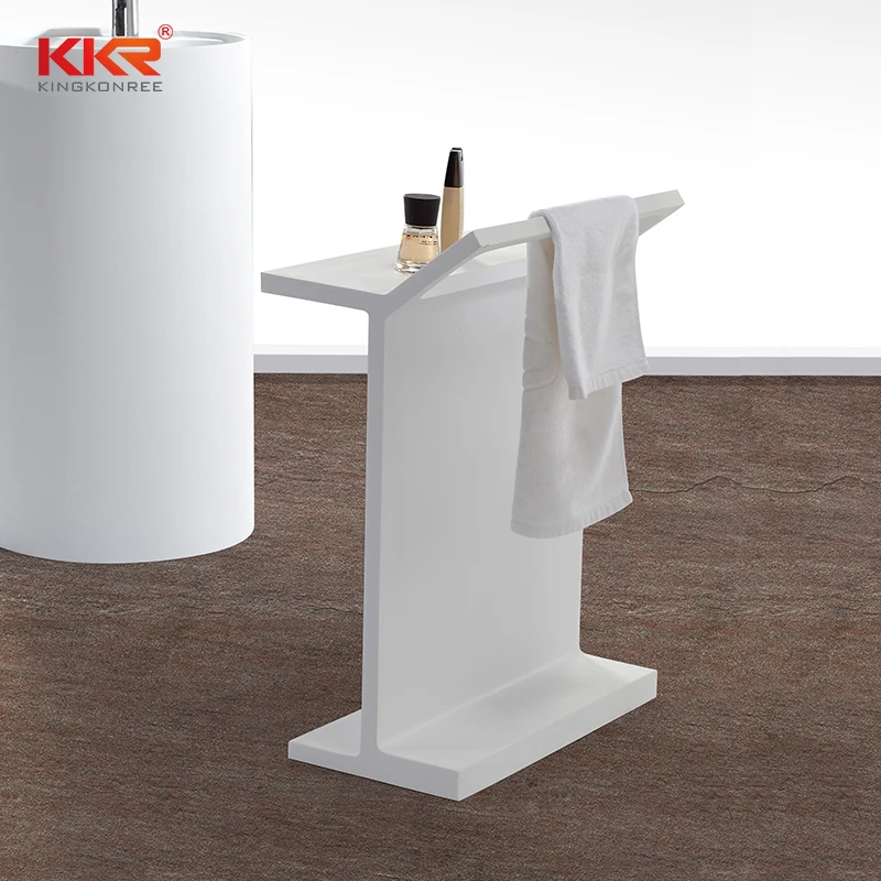 KKR Acrylic Solid Surface Resin Stone Factory Towel Hanger Bathroom Accessories Sanitary Ware Bathroom Shelf Stand for Shower