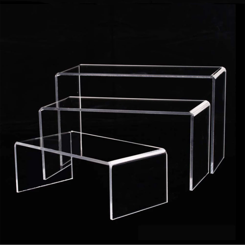 3pcs Clear Acrylic Display perfume stand Jewelry Display Shelf Cupcake Stand Candy Figures Collections Serving Tray Organizer