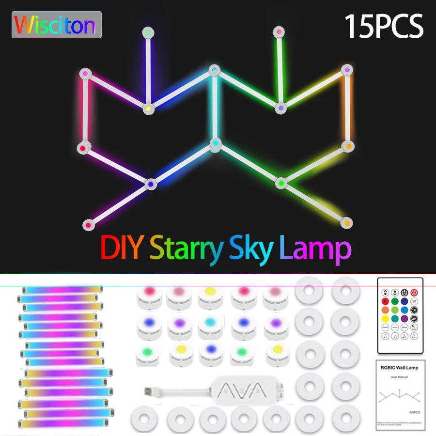 

LED Smart lamp Bar WIFI RGBIC Light Bar DIY Atmosphere Light Starry Sky Lamp App Backlight Bedroom Game TV Decoration Lights