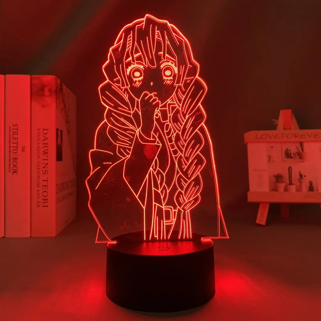 Demon Slayer Mitsuri Kanroji Anime Cartoon Cute  Acrylic Light Sign Kawaii Anime Bedroom Atmosphere Night Light Decoration Gift view 3
