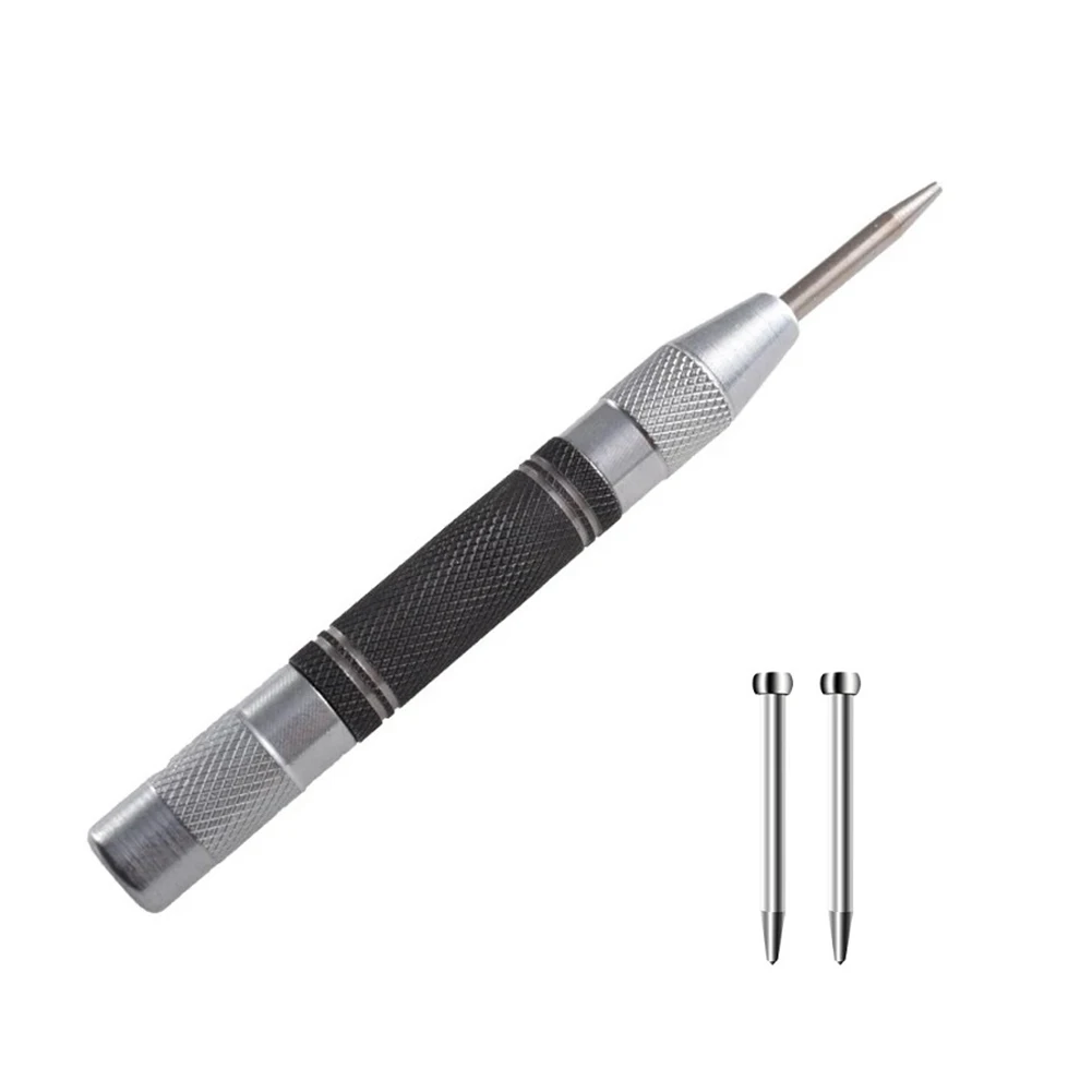 Automatische Centre Punch Und 2pc Nadeln Einstellbare Frühling Geladen Metall Bohrer Toolfor Stahl Holz Metall Glas Presse Kennzeichnung