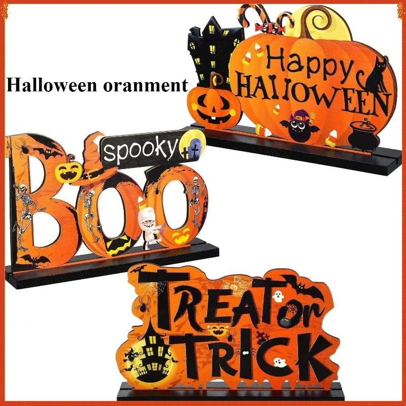 

Set of 3 Creative Halloween Wooden Craft Decorations Halloween Tabletop Ornaments Set Holiday Party Supplies Party