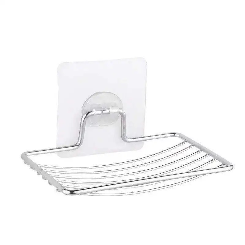 Stainless Steel Soap Rack 1Pc Punch‑Free Sucker Single Layer Drain Bathroom Shelf