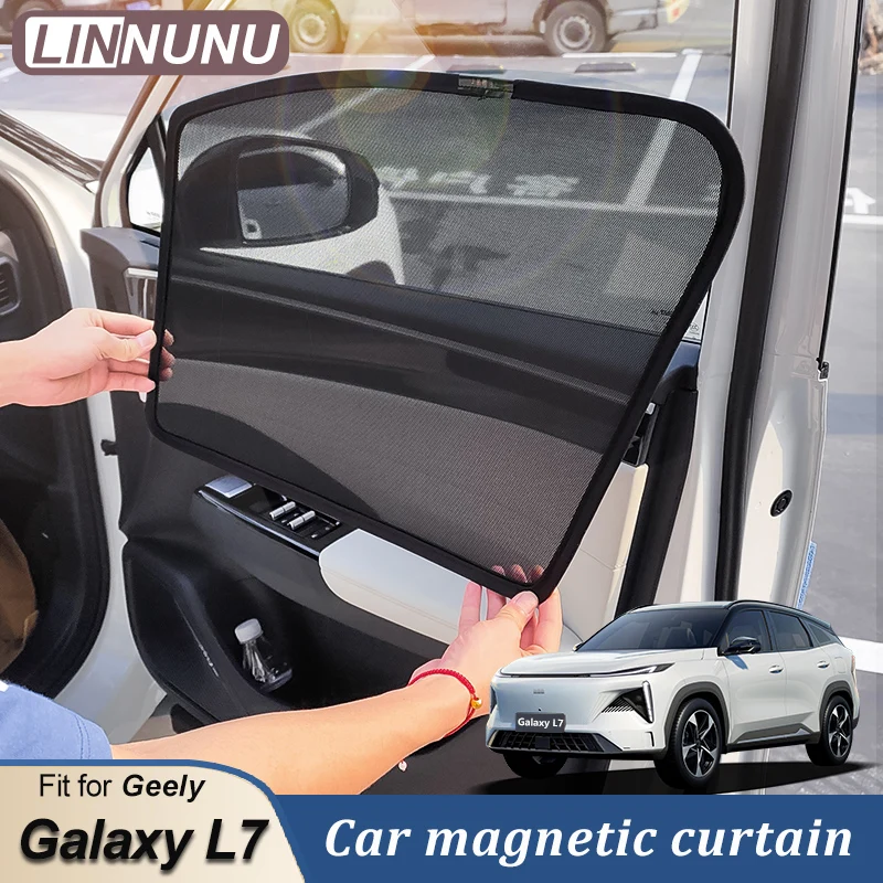 

LINNUNU для Geely Galaxy L7 Магнитный солнцезащитный козырек с защитой от ультрафиолета, солнцезащитный козырек на окно, козырек на боковое окно, летние автомобильные аксессуары