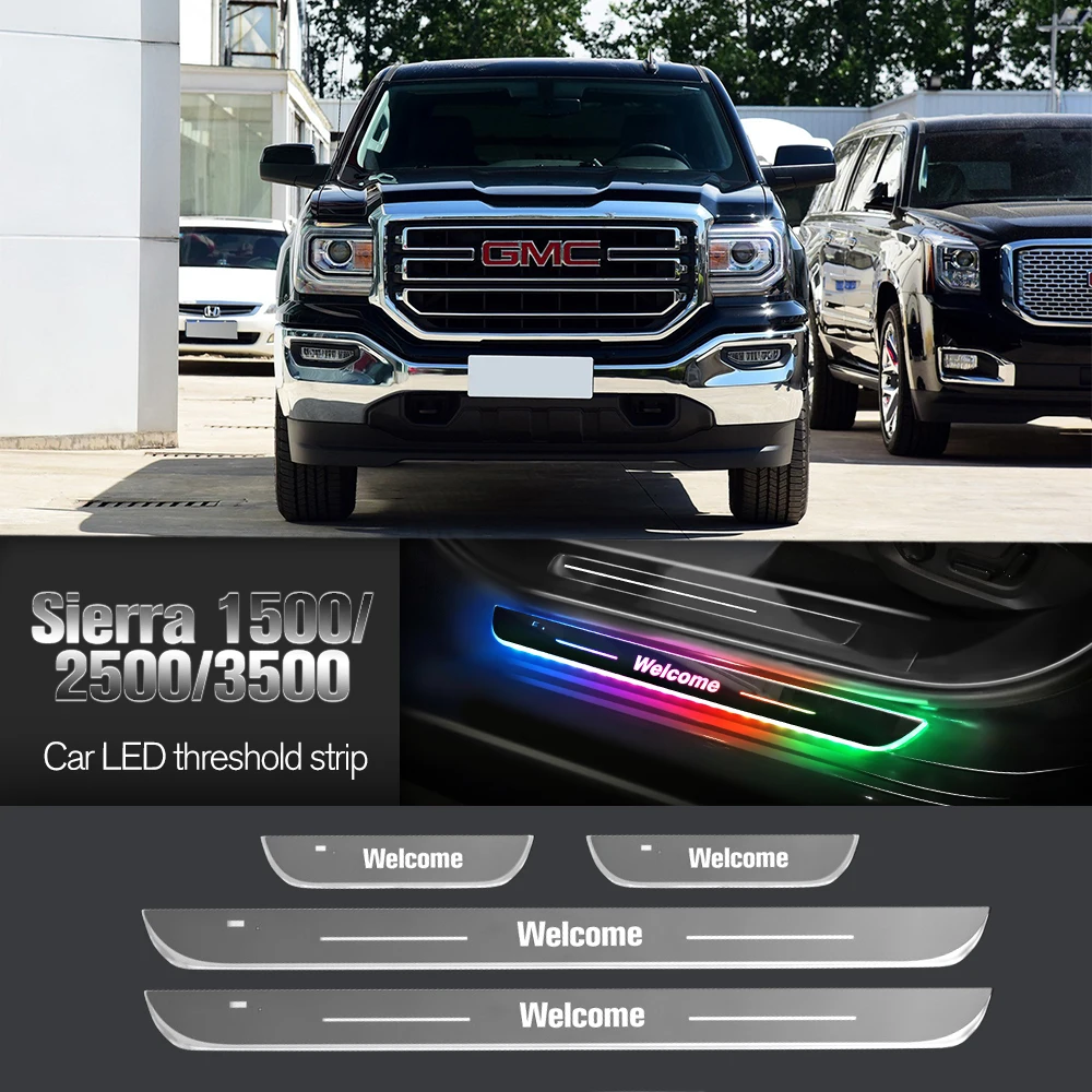 

Car Door Sill Light For GMC Sierra 1500 2500 3500 1998-2023 2019 Customized Logo LED Welcome Threshold Pedal Lamp Accessories