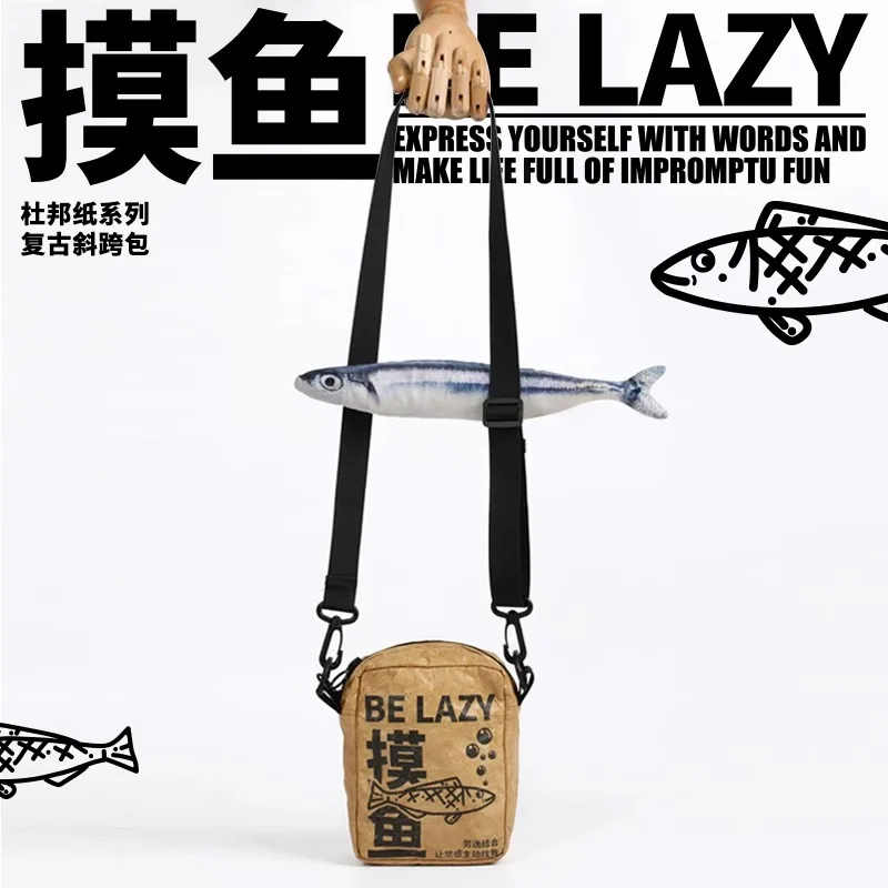 Bolsa de ombro masculina casual, à prova d'água, bolsa de papel dupont, bolsa tipo estilingue para homens, bolsa crossbody, mini bolsa mensageiro retrô