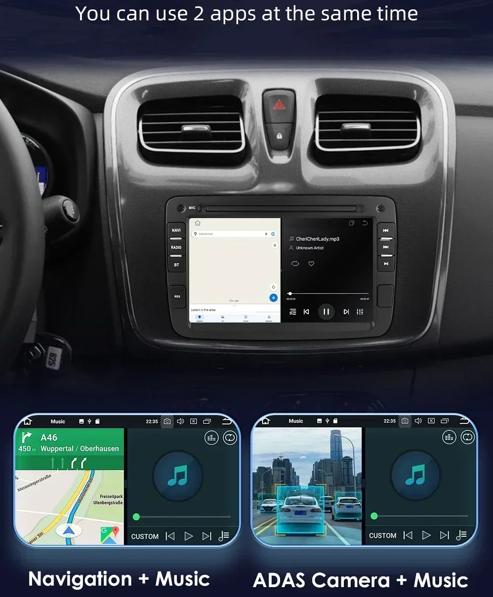 Android Car Radio for Dacia Duster Logan Sandero Renault Captur Symbol Dokker carplay Car Stereo Multimedia Audio Player Wifi