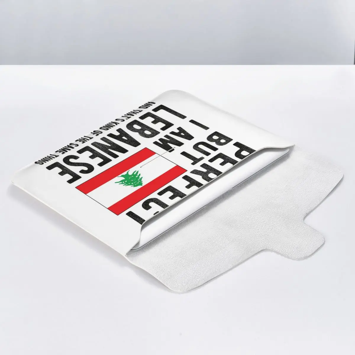 Lebanese Flag Lebanon Heritage Lebanese Roots PU Leather Horizontal Laptop Sleeve Shockproof Soft Lining Notebook Case 13 Inch