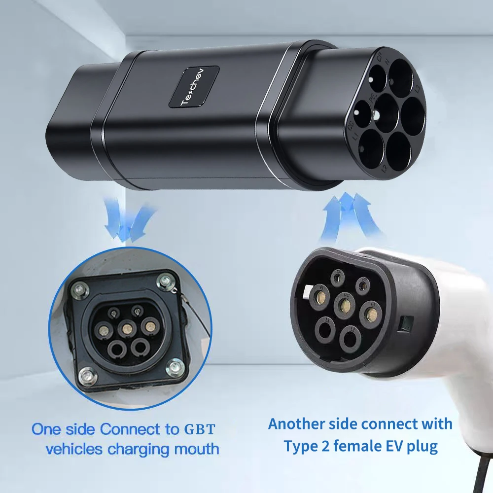 

Teschev 22kW/7.2kW Type 2 to GBT EV Adaptor IEC 62196 To GB China Standard Cars Charge Converter Adapter 32A
