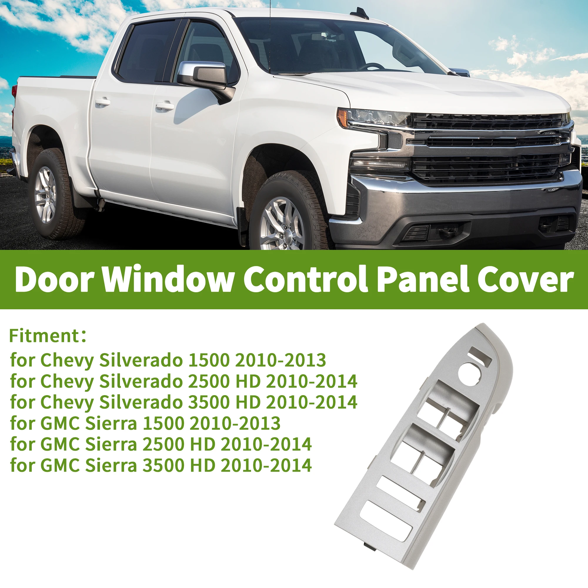 

UXCELL накладка на панель переключателя управления передней левой двери для Chevy Silverado 1500 2010-2013, пластик серого цвета